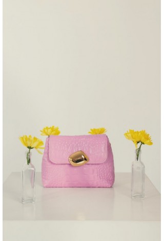 MAYA MINIBAG (pink croco genuine leather)
