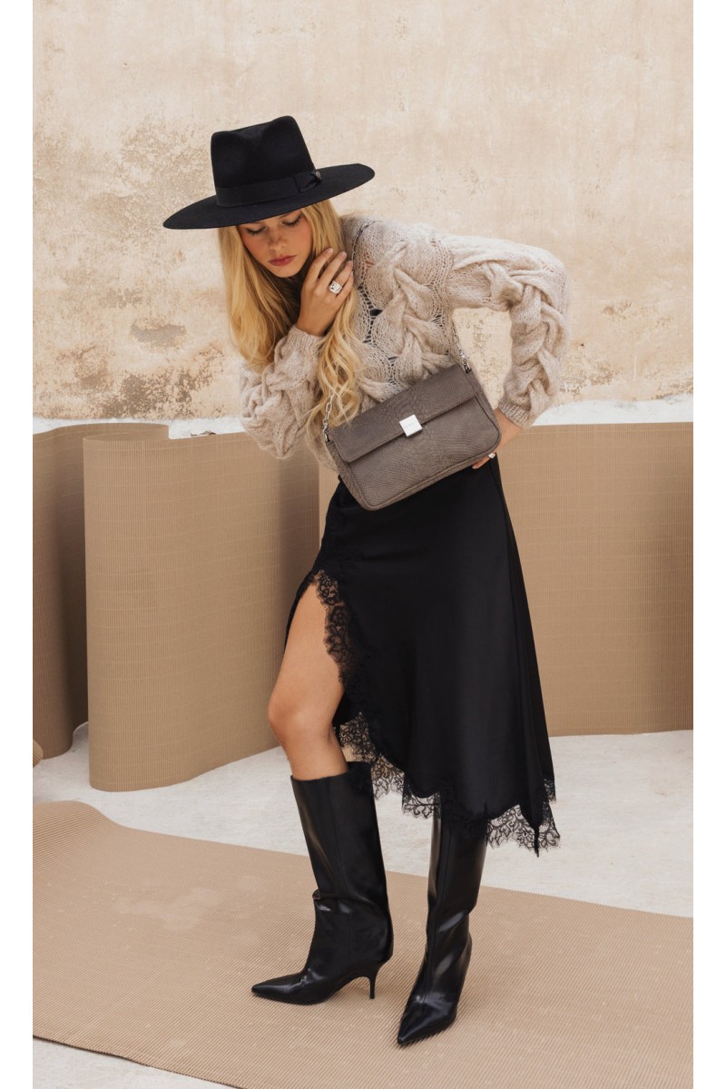 NEIRA MEDIUM (elephant grey python print genuine leather)