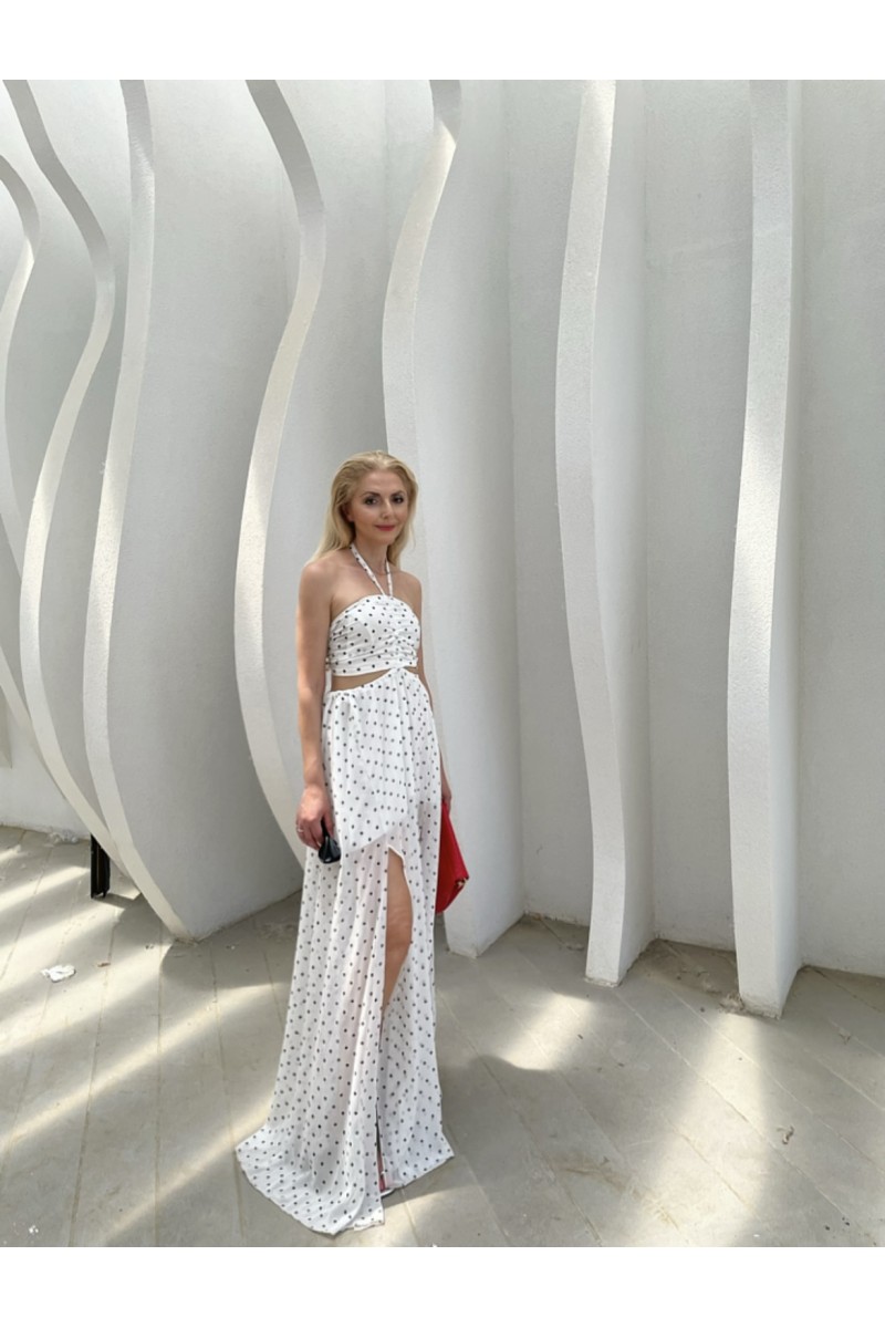 Maxi Dress with Cut-outs and Ruched Bust