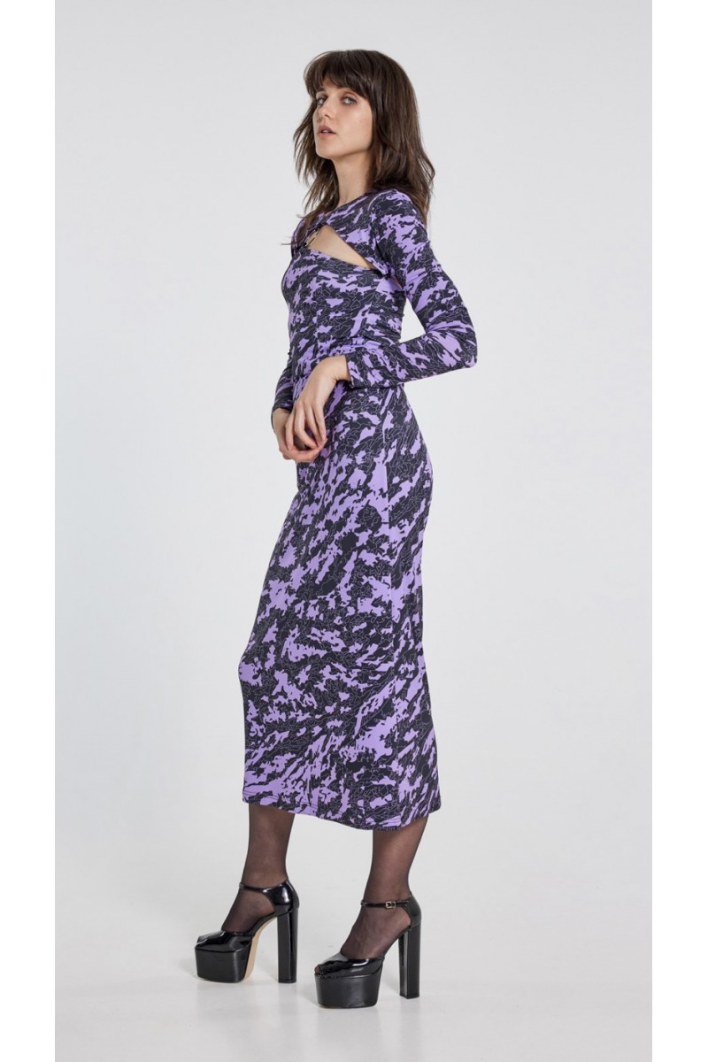 CARLYN Midi Printed Jersey Dress