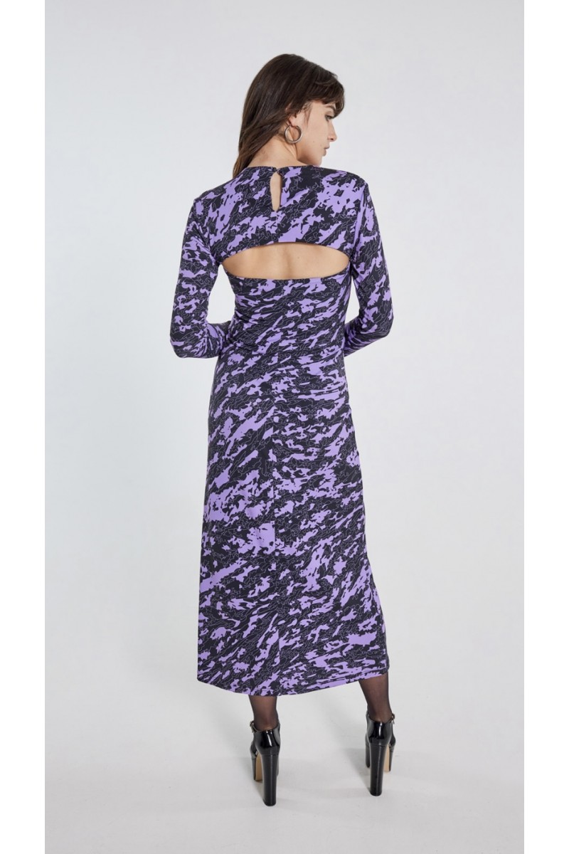 CARLYN Midi Printed Jersey Dress