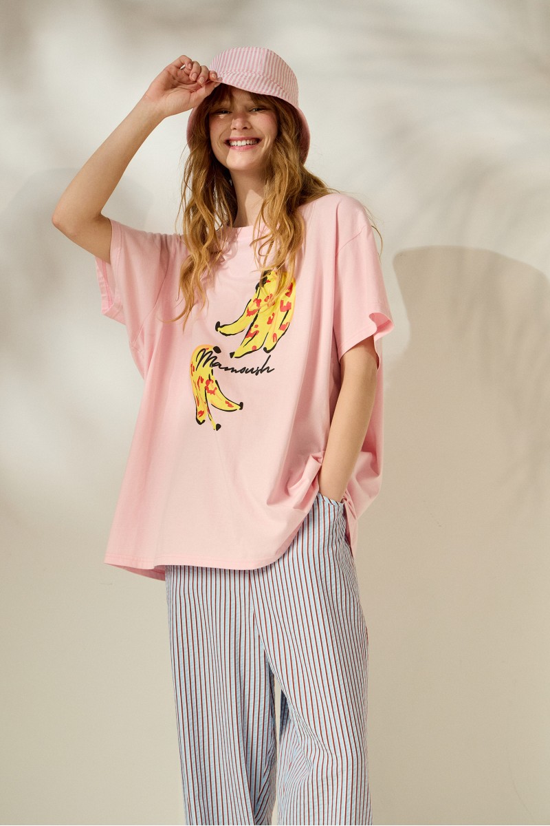 ‘BANANA’ OVERSIZED TEES (PINK)